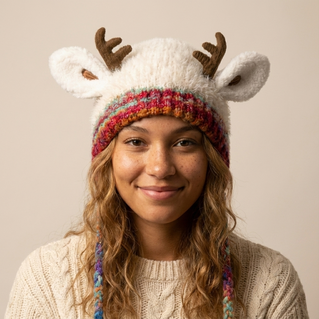 Fuzzy Reindeer Hat